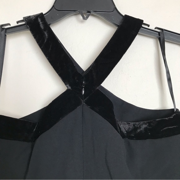 Ann Taylor Black Velvet Trim Halter Layered Top Size 00 NWT - Picture 7 of 12